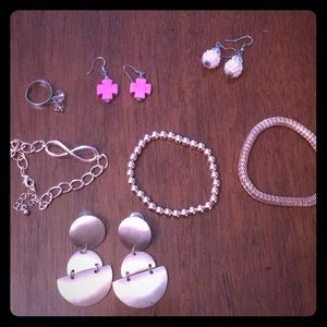 Pink and rose gold bracelets & earrings